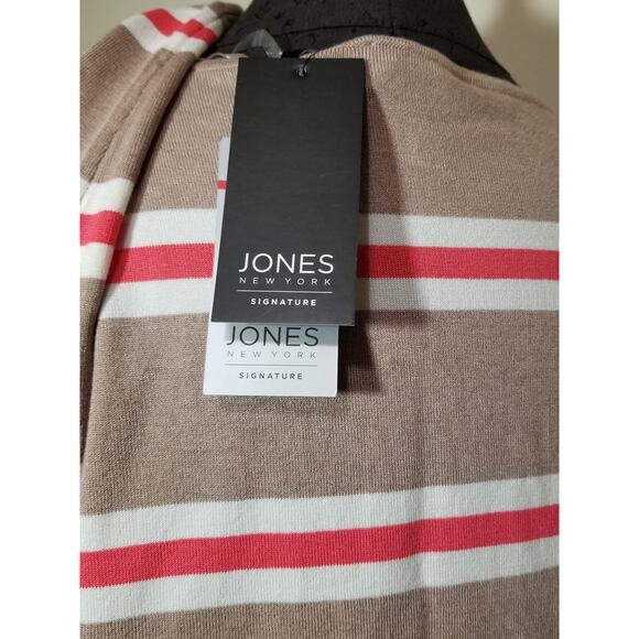 Jones New York NWT Sweater Cardigan Crew Neck Beige Coral Size Medium New w/ Tag - Picture 10 of 12